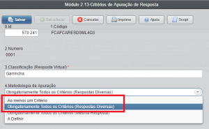 Figura 6 – Tela de edição para alterar a Metodologia de Apuração de cada critério