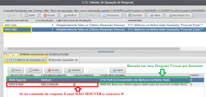 Figura 6 – Definindo os Critérios de Apuração da Pergunta Virtual “Mulheres na Melhor Idade Graduadas "Possuem Email ?”, resposta virtual = NÃO