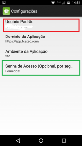 Configurando usuário e senha no App